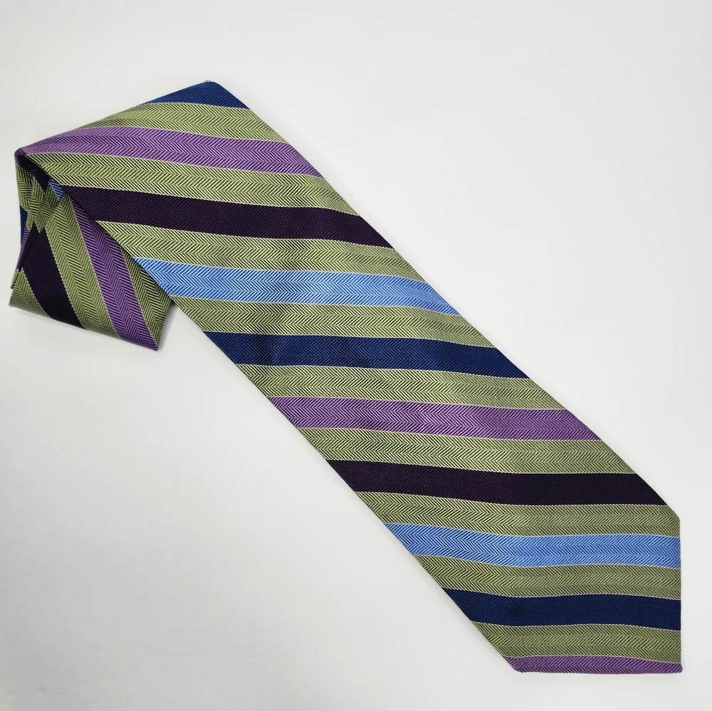 BROOKS BROTHERS MAKERS Green, Blue,Purple Stripe Tie.